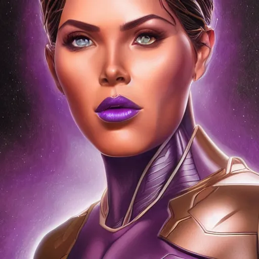 Prompt: thanos as a woman, highly detailed portrait, elegant, by artgerm