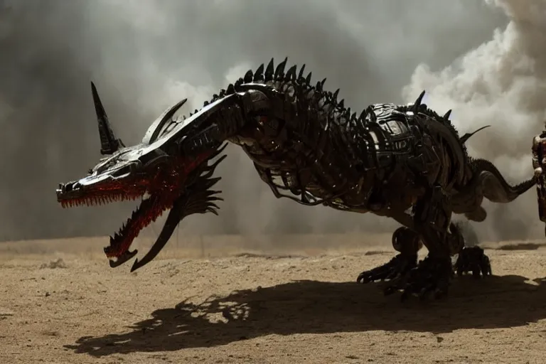 Image similar to cinematic still of westworld, a intact si - fi robotic fantasy dragon, well armored mech dragon, highly detailed