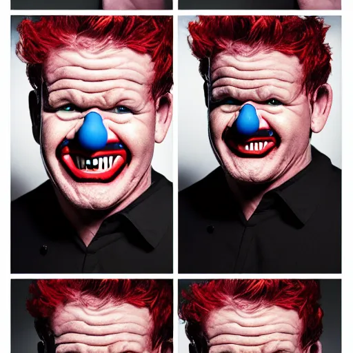 Prompt: portrait photoshoot of Gordon Ramsay clown