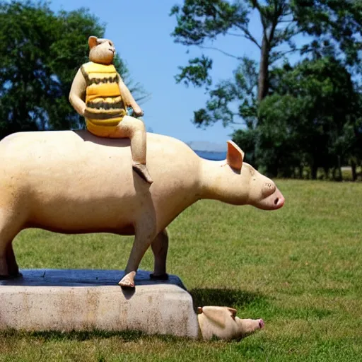 Image similar to statue of a pig, a cow, a horse, a chicken and a sheep
