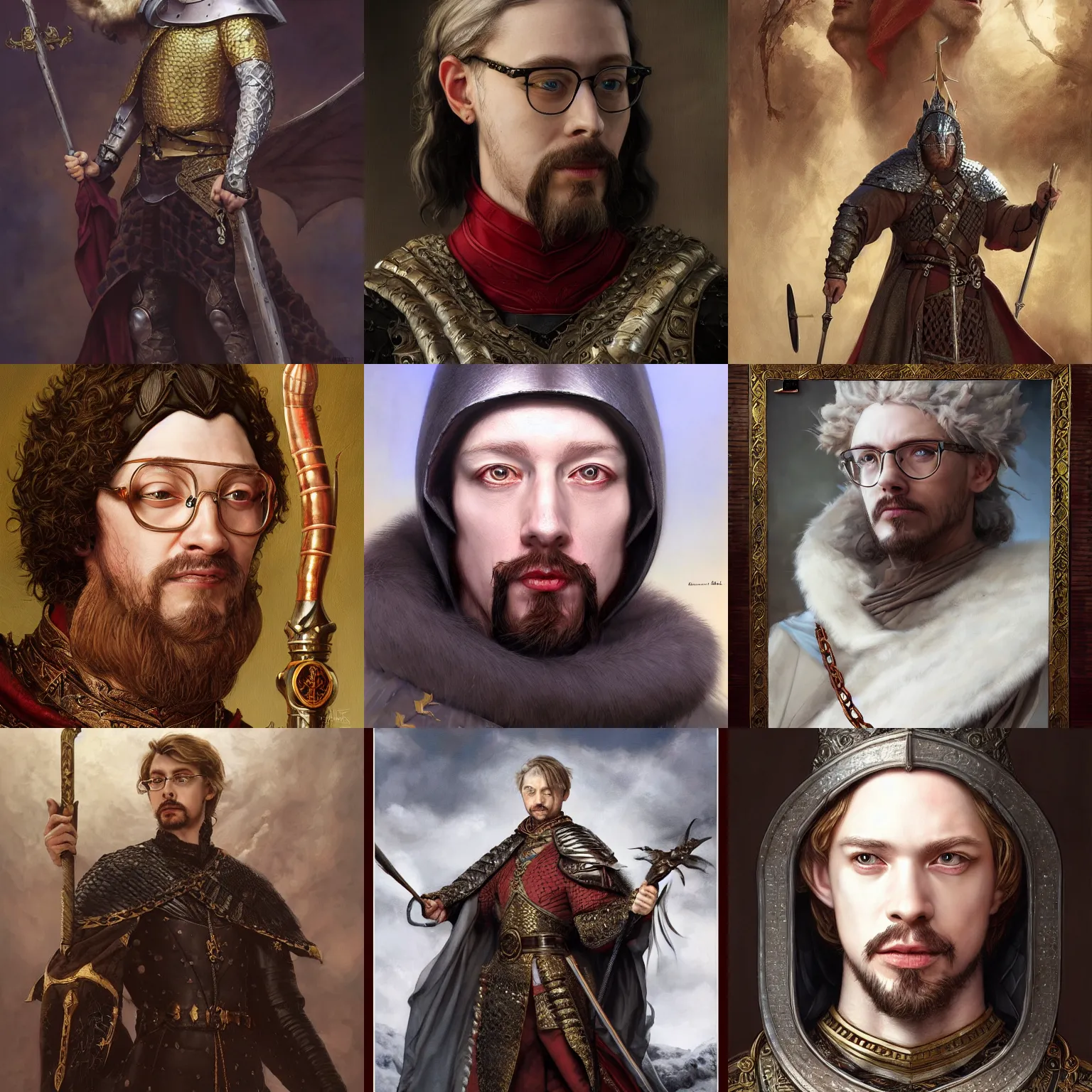 Prompt: Samuel Hyde as a regal Medieval King by Gerald Brom +Mark Arian +Stanley Artgerm Lau +WLOP , extremely detailed , hyper realistic ,smooth, sharp focus