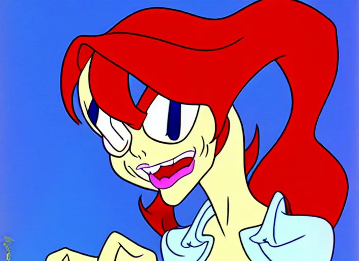 Image similar to dana scully in dragon's lair, shaded cartoon cel, animation model, sharp detail, thin linework, beautifully animated, technically accurate, realistic anatomy, in the style of don bluth, filmation, toei animation, studio trigger, 5 k, hd