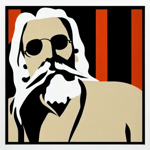 Image similar to Bauhaus poster of the dude from the big lebowski