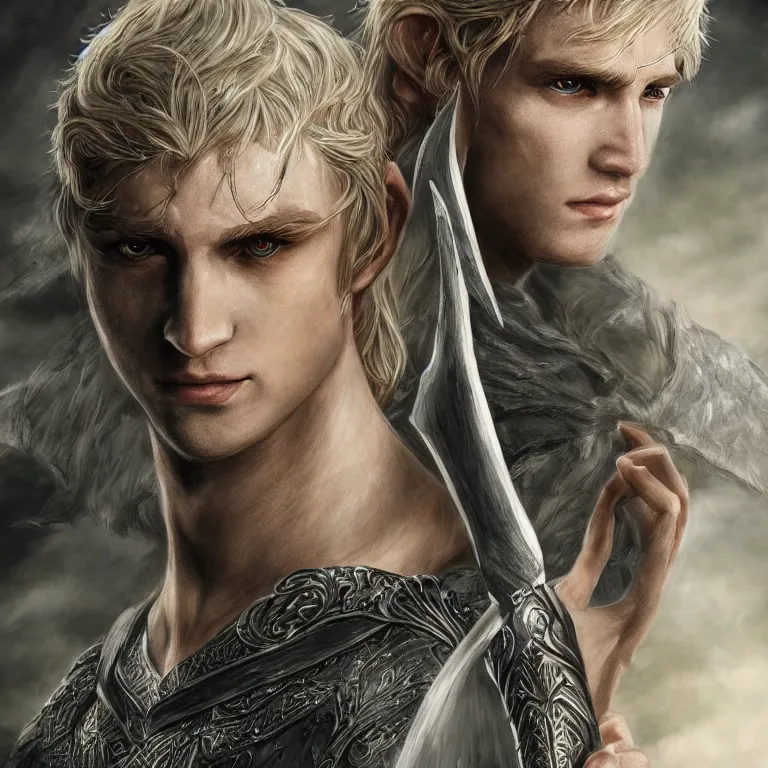 Prompt: elvish blonde male warrior, lord of the rings style, realistic, full body, fantasy, elvish, sharp focus, 8 k high definition, character portrait, portrait, close up, concept art, insanely detailed, intricate, elegant