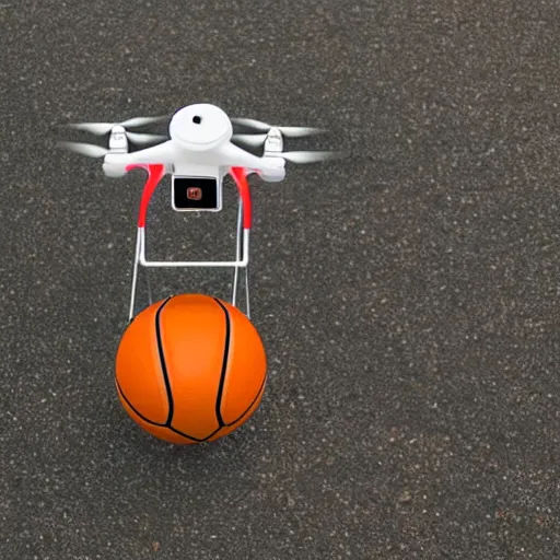 Image similar to flying drone robot with basketball hoop on drone robot body