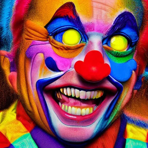 Image similar to Portrait of a colorful happy joyful clown, funny, digital art masterpiece