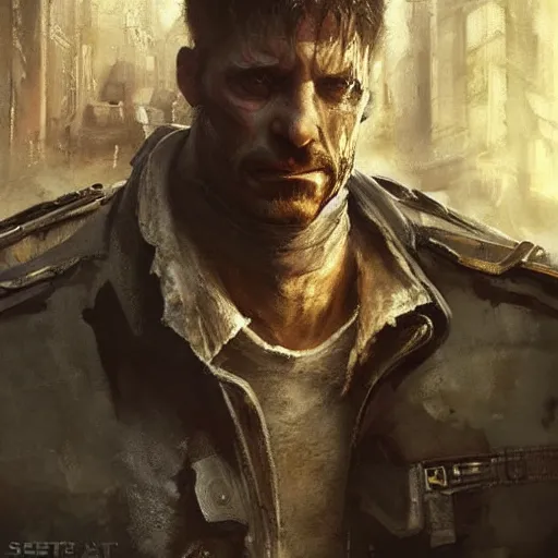 Prompt: armitage, colonel willis corto, aged shaggy ex military soldier, cyberpunk, painted by seb mckinnon, high detail, dramatic light, digital art, painted by greg rutkowski, promotional movie posterart, trending on artstation