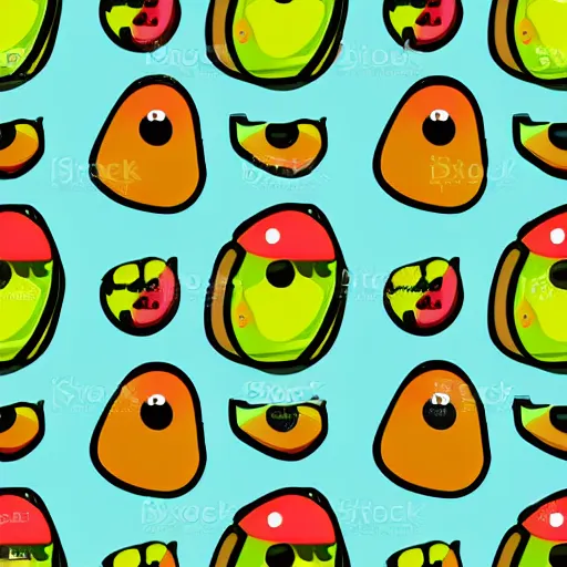 Image similar to Cute sentient avocado, brightly colored, vector art, pop art