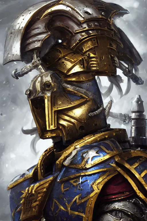 Image similar to armor portrait heros warhammer 4 0 k horus heresy fanart - the primarchs emperor by johannes helgeson animated with vfx concept artist & illustrator global illumination ray tracing hdr fanart arstation zbrush central hardmesh 8 k octane renderer comics stylized