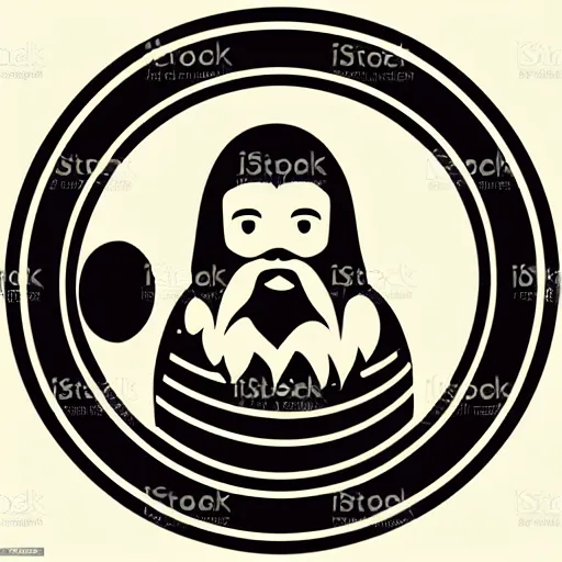 Image similar to wooden bowl, bearded man, woodlathe, vector art, simple