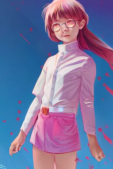 Image similar to little girl wearing an pink and white hero outfit, digital artwork made by artgerm lau and makoto shinkai