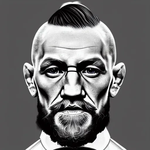 Image similar to portrait of conor mcgregor as e mahatma gandhi portrayed. digital art trending on artstation