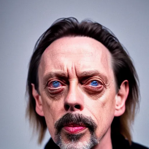 Image similar to portrait of steve buscemi with a mullet haircut, canon eos r 3, f / 1. 4, iso 2 0 0, 1 / 1 6 0 s, 8 k, raw, unedited, symmetrical balance, in - frame