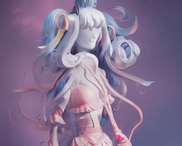 Prompt: James Jean isolated magical girl vinyl figure concept art, figure photography, smooth sharp focus, holographic undertones, anime stylized, high detail, ethereal lighting - H 640