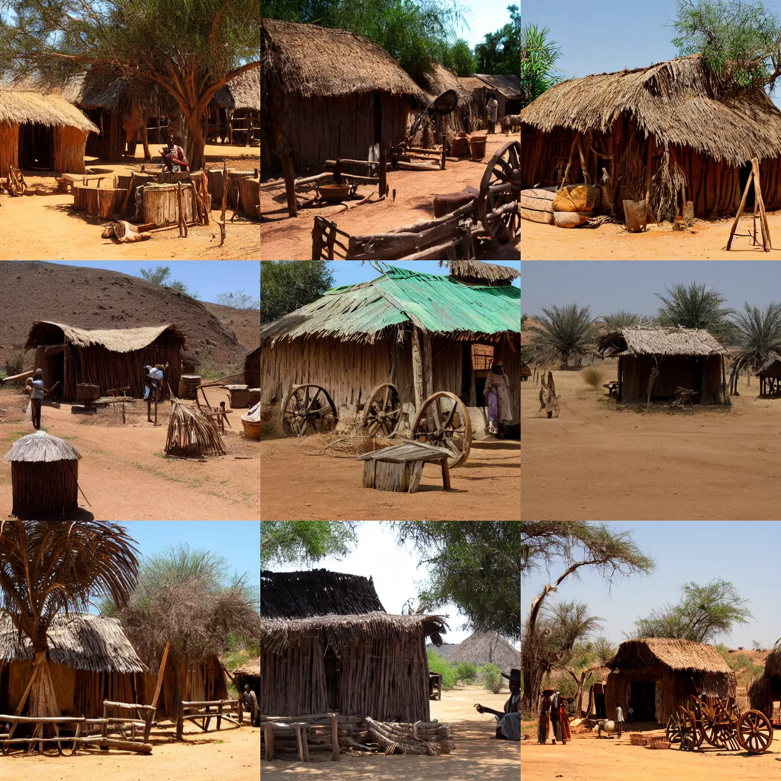 Prompt: old west african village