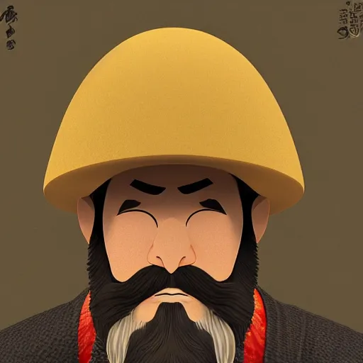 Prompt: ukiyo-e portrait of a bearded man in a mushroom hat, studio lightning, bright colors, intricate, masterpiece, photorealistic, hiperrealistic, sharp focus, high contrast, Artstation HQ, DeviantArt trending, 4k UHD, Unreal Engine 5