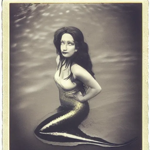 Prompt: vintage mermaid, polaroid