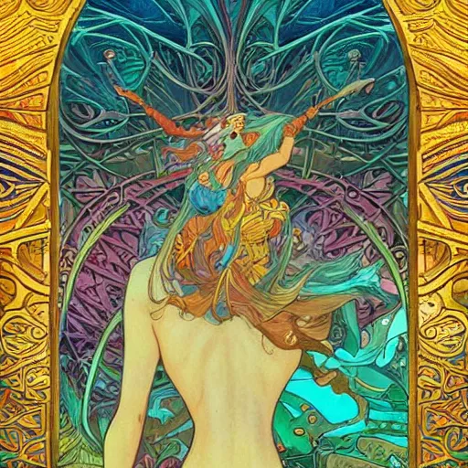 Image similar to Merfolk in the Lost City of Atlantis, very colourful, underwater, highly detailed, artstation, intricate, smooth, sharp focus, bright, happy, illustration, art by Artgerm and Greg Rutkowski and Alphonse Mucha and Yuumei, good clear quality, lighting, biology, symmetrical artwork, perfect face, 135 mm, cinematic, hyper realism, dark, moonlight, high detail, octane render, 8k, crimson highlights