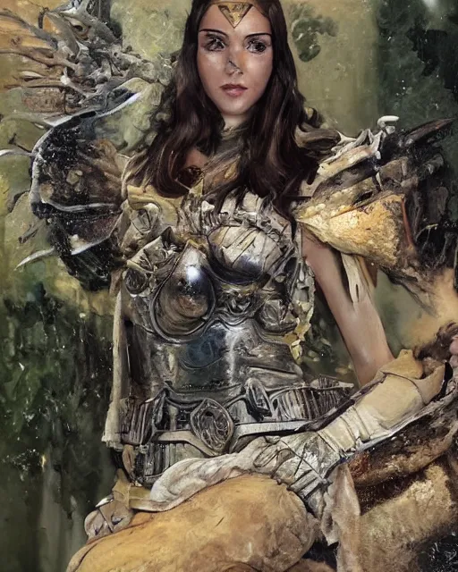 Image similar to highly detailed steampunk gal gadot standing, cape, bo staff : leonardo da vinci, greg rutkowski, magali villeneuve