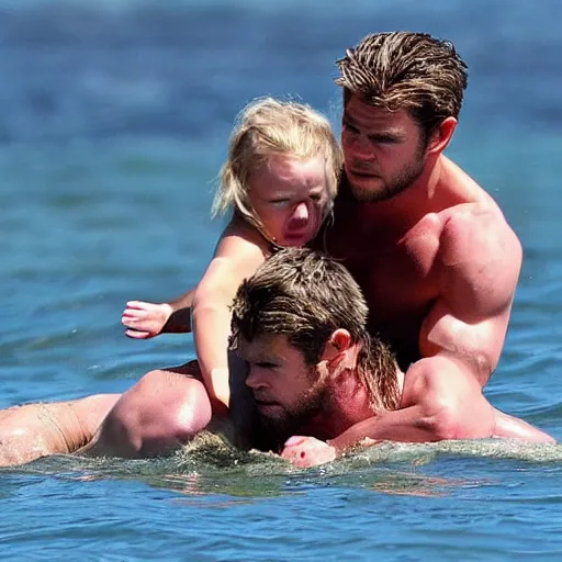 Image similar to chris hemsworth beating up liam hemsworth under the sea