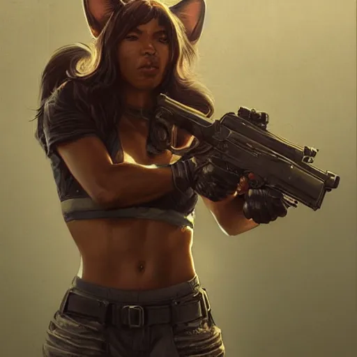 Prompt: portrait of a s. w. a. t anthro cat, highly detailed, shallow depth of field, art by artgerm and greg rutkowski