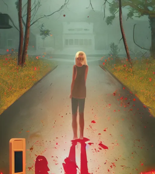 Image similar to still from horror movie it follows ( 2 0 1 8 ), ant alien, trending in artstation, flowers at each border