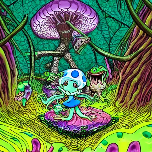 scary godlike fairy killing a frog in a detailed | Stable Diffusion ...