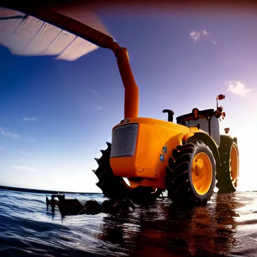 Image similar to ultrawide shot backlit tractor ploughing the seabed underwater photo on gopro