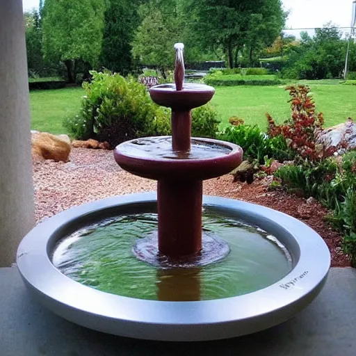 Prompt: beautiful water fountain oasis in the middle of dessert, chocolate brownie, ice cream on side