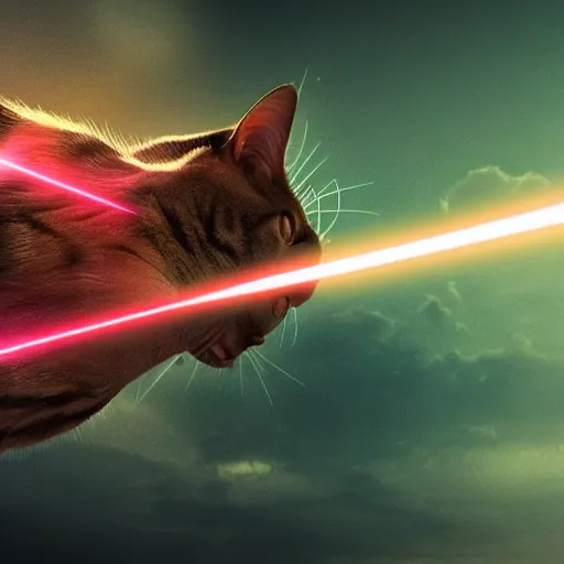 Prompt: cat android shooting laser from eyes, digital art, epic perspective, cinematic