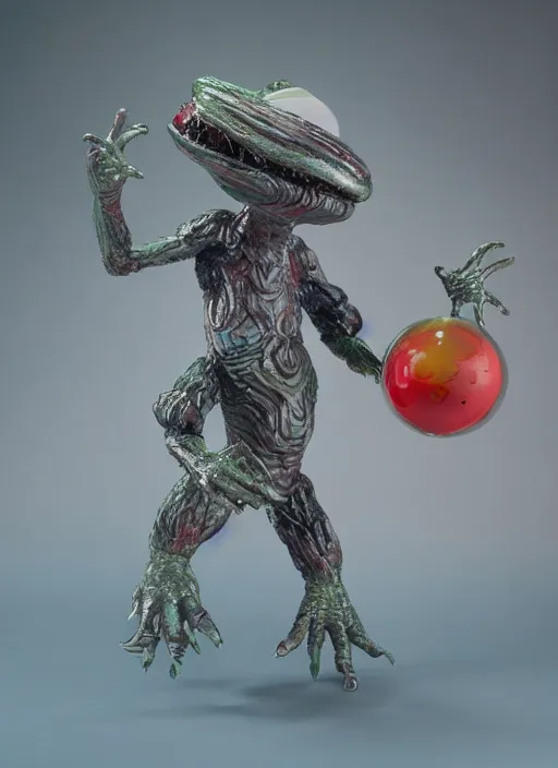 Image similar to space monster alien sofubi, product photography