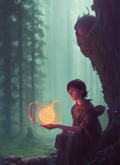 Image similar to highly detailed vfx portrait a mage casting a spell, stephen bliss, unreal engine, sigils greg rutkowski, loish, rhads, beeple, makoto shinkai and lois van baarle, ilya kuvshinov, rossdraws, tom bagshaw, alphonse mucha, global illumination, detailed and intricate environment