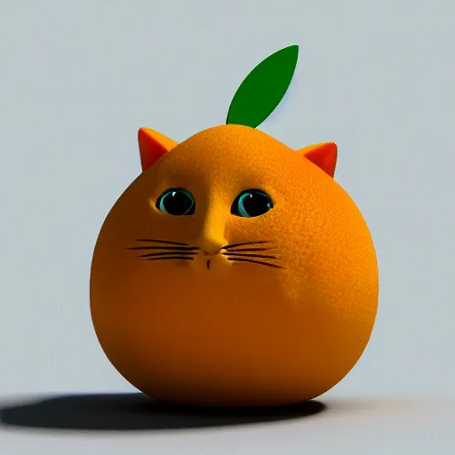 Prompt: multicolor 3 d render of funny cat as mango fruit by blender guru ultra realtic materials cycle render created at modern world in 4 k ultra high resolution, with funny feeling