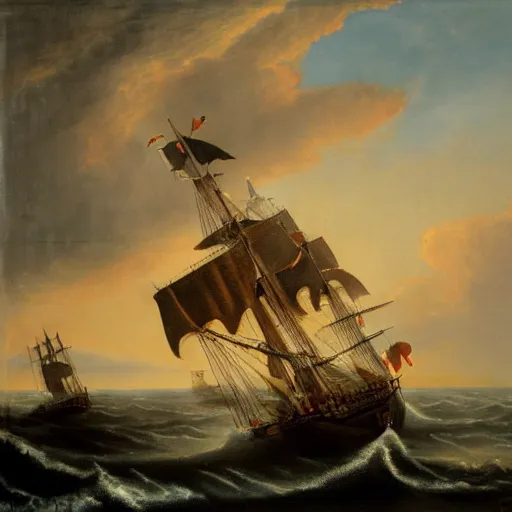 Prompt: a painting of the kraken pulling a ship into the sea