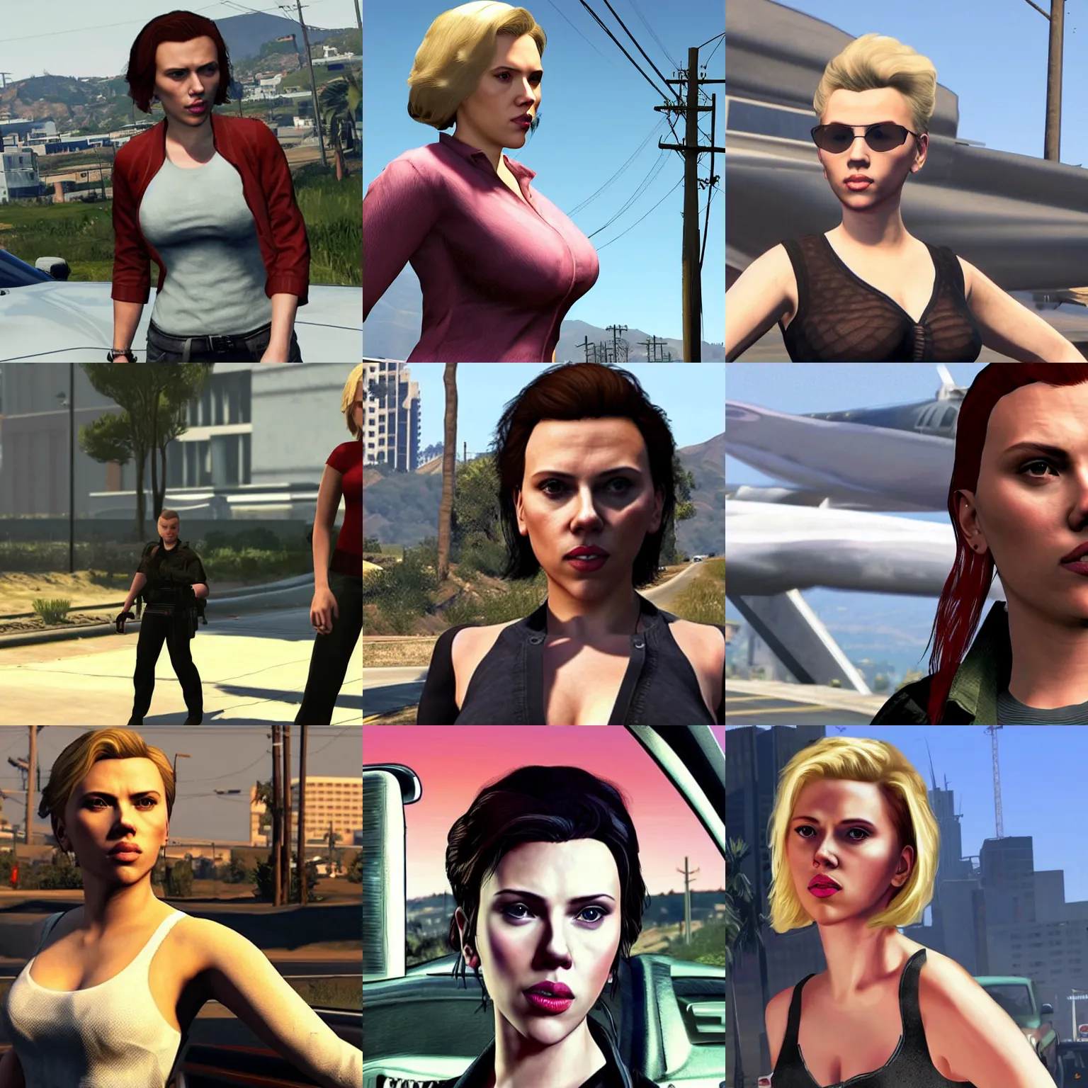 Prompt: scarlett johansson gta v style