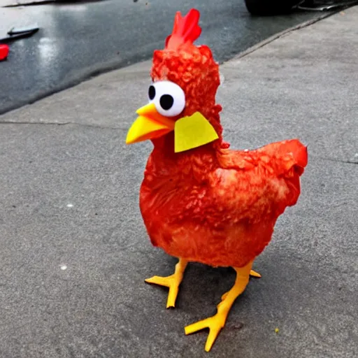 Image similar to chicken dressed as an inmate