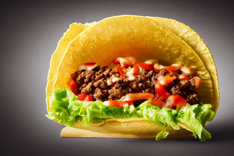 Image similar to taco hamburger, commercial photography