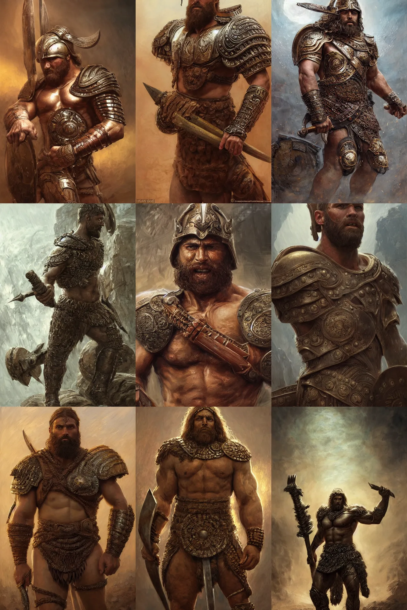 Prompt: portrait of a spartan warrior posing ultra realistic illustration, a hulking herculean gigachad, thick armor, brown beard, intricate, highly detailed, digital painting, artstation, radiant light, caustics, war hero, psychedelic dmt, concept art, smooth, sharp focus, by gaston bussiere, bayard wu, giger, maxim verehin