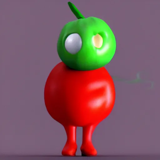 Image similar to a talking tomato character, 3 d render, big eyes