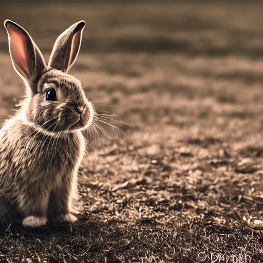 Image similar to a bunny in golden armor, zeiss lens, 5 0 mm, dynamic pose, action pose