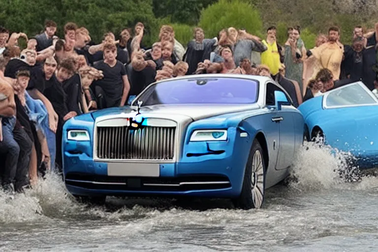 Image similar to stoned teenagers decided to drown Rolls-Royce