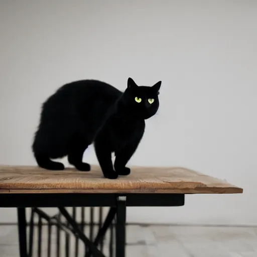 Image similar to studio photograph of a black cat sitting in a white room|sinister