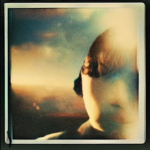 Image similar to polaroid of an artist dream double exposure