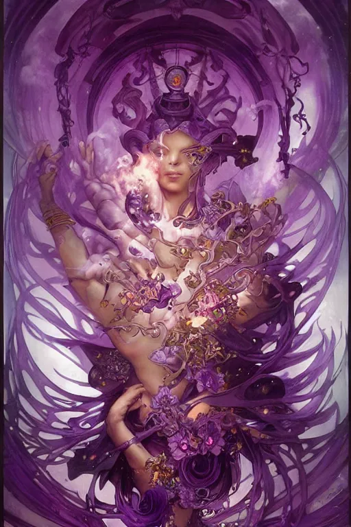 Image similar to purple fire magic, amethyst, magical, painted purple, rpg, icon, by nekro, peter mohrbacher, alphonse mucha, brian froud, yoshitaka amano, kim keever, victo ngai, james jean