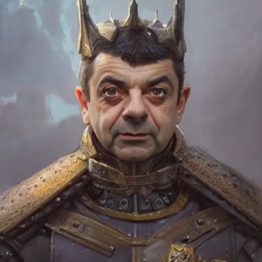 Image similar to rowan atkinson as a realistic fantasy d & d knight, closeup portrait art by donato giancola and greg rutkowski, realistic face, digital art, trending on artstation