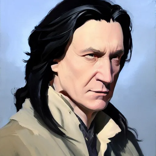 Image similar to greg manchess portrait painting of partially armored severus snape as overwatch character, medium shot, asymmetrical, profile picture, organic painting, sunny day, matte painting, bold shapes, hard edges, street art, trending on artstation, by huang guangjian and gil elvgren and sachin teng