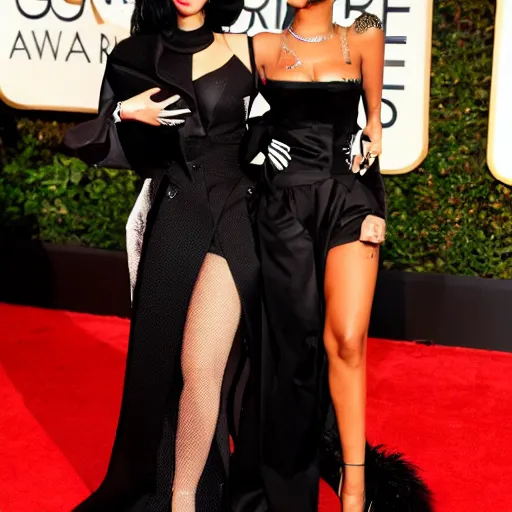 Image similar to lady gaga and Rihanna on the red carpet