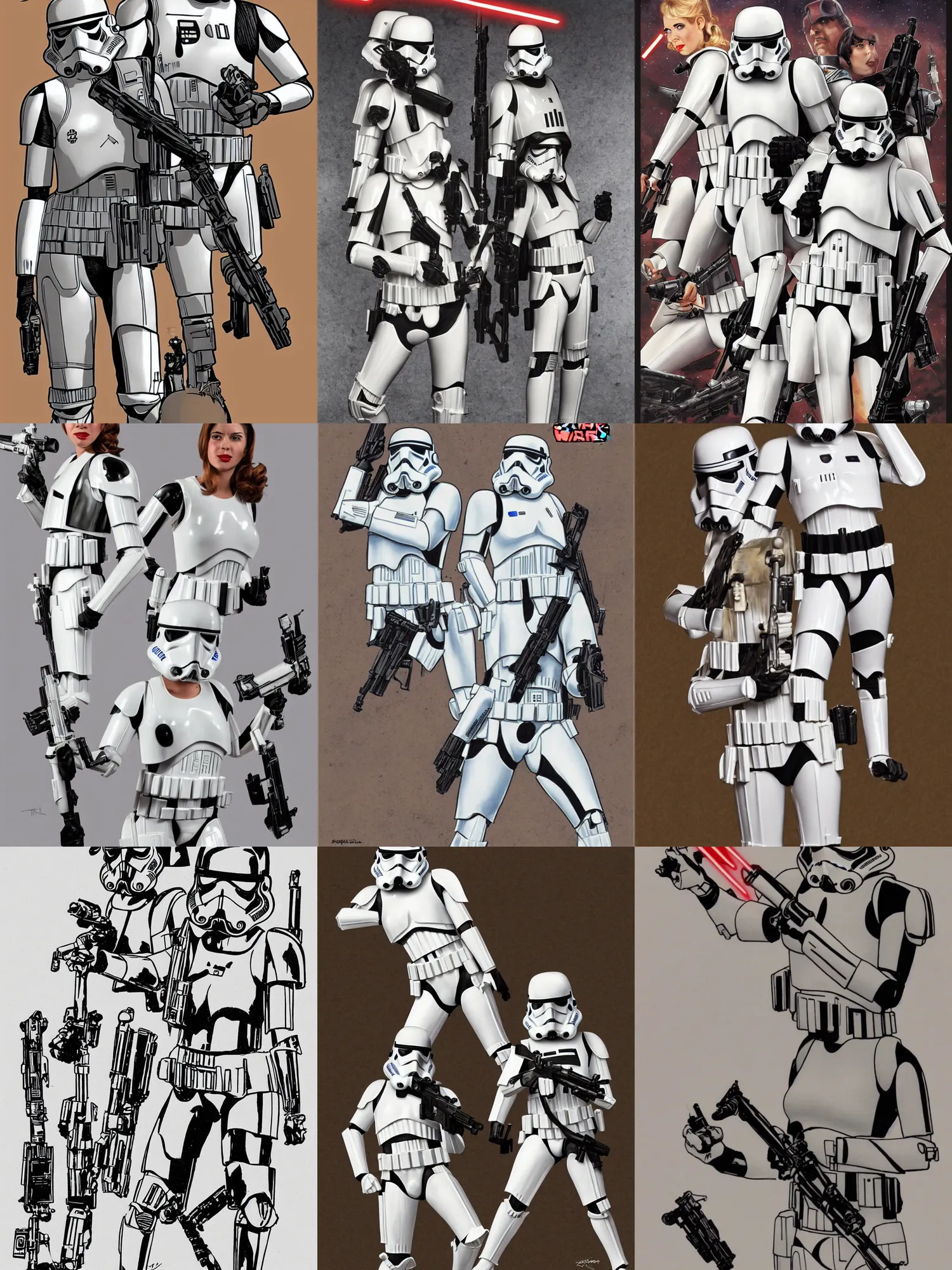 Prompt: star wars female stormtrooper pin - up