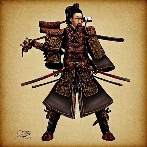 Image similar to “ color photo of a steampunk samurai, hd, photorealistic ”