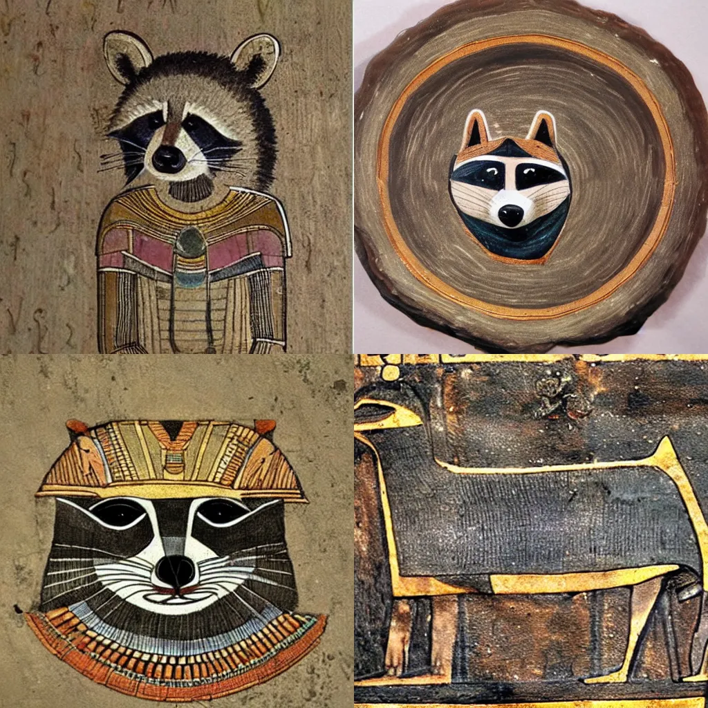 Prompt: A raccoon in the style of ancient egyptian art